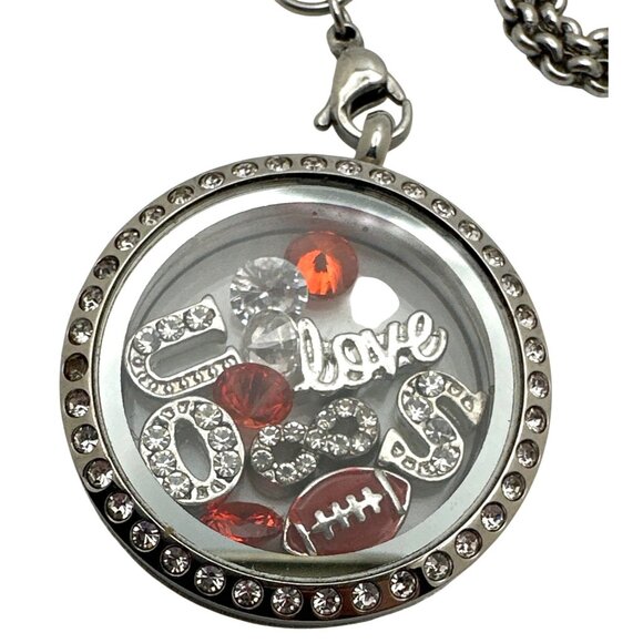 OSU Locket Necklace Rhinestone Accents & Chain University Football Team Spirit - Picture 5 of 10